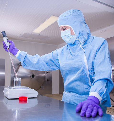 Analyst performing tests before freeze-drying the product